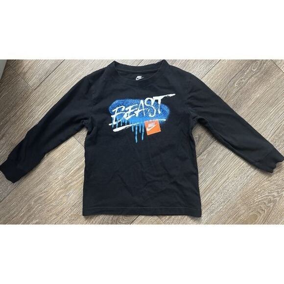 Nike Toddler Boys 5 Long Sleeve Black “BEAST” T-Shirt – VGUC - Picture 1 of 3